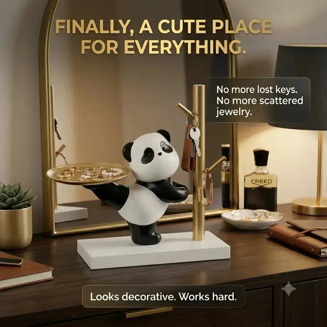 Panda Jewelry Tray & Ring Holder – Cute Gold Key Catchall Dish Jumartins