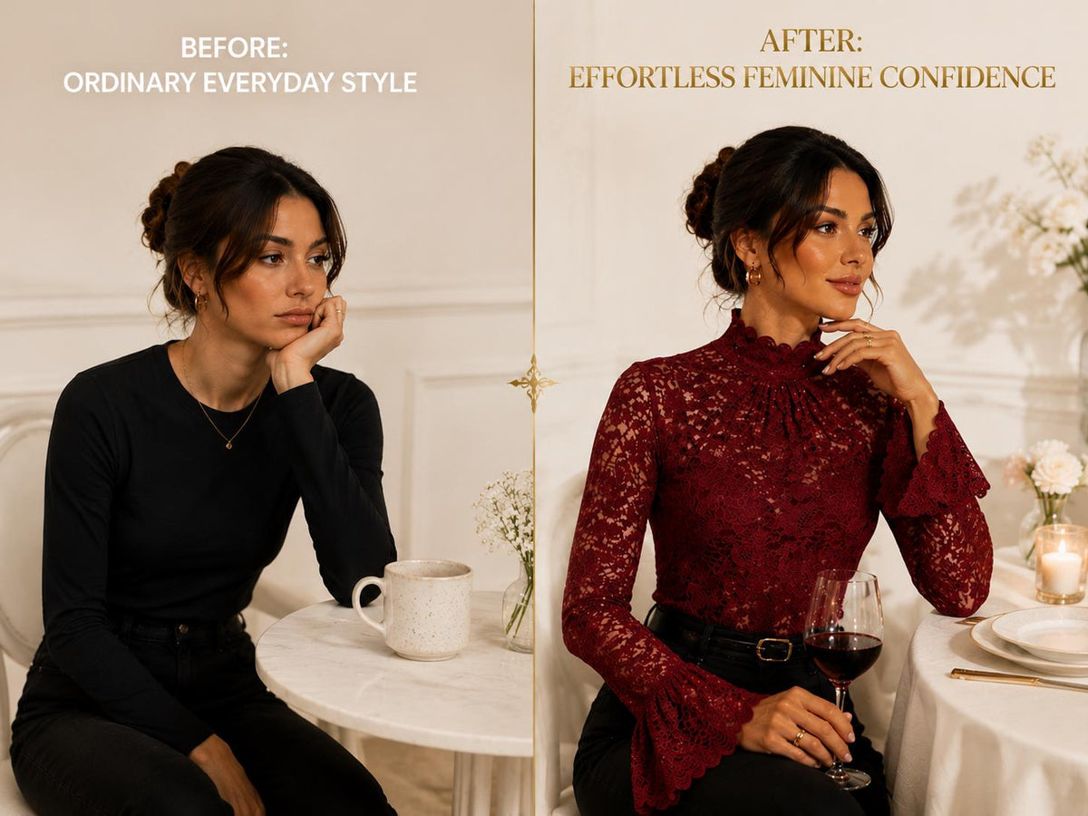 Elegant Floral Lace Long Sleeve Top | High Neck Sheer Layering Shirt