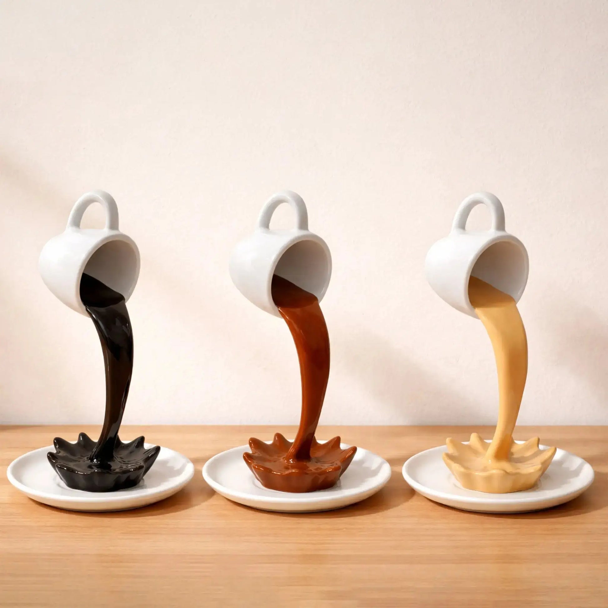 Floating Spilling Coffee Cup Sculpture Decor Julieta