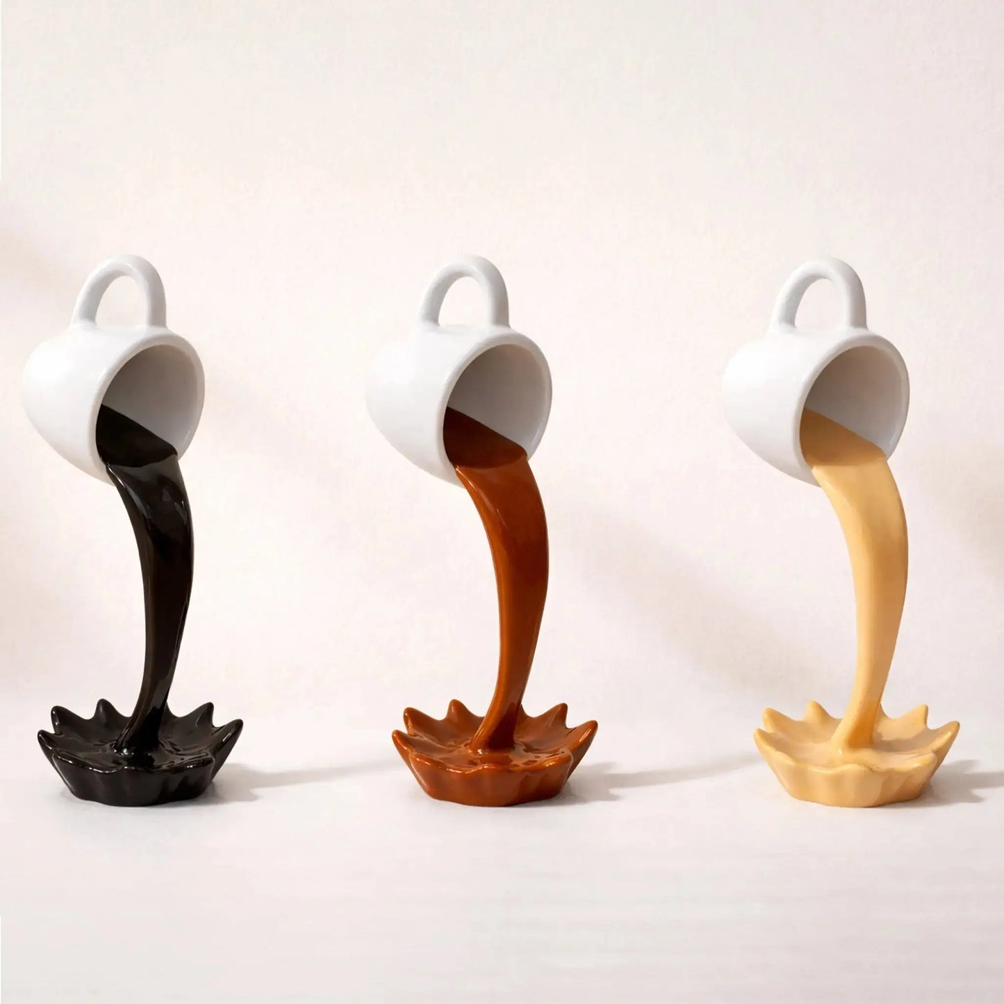 Floating Spilling Coffee Cup Sculpture Decor Julieta