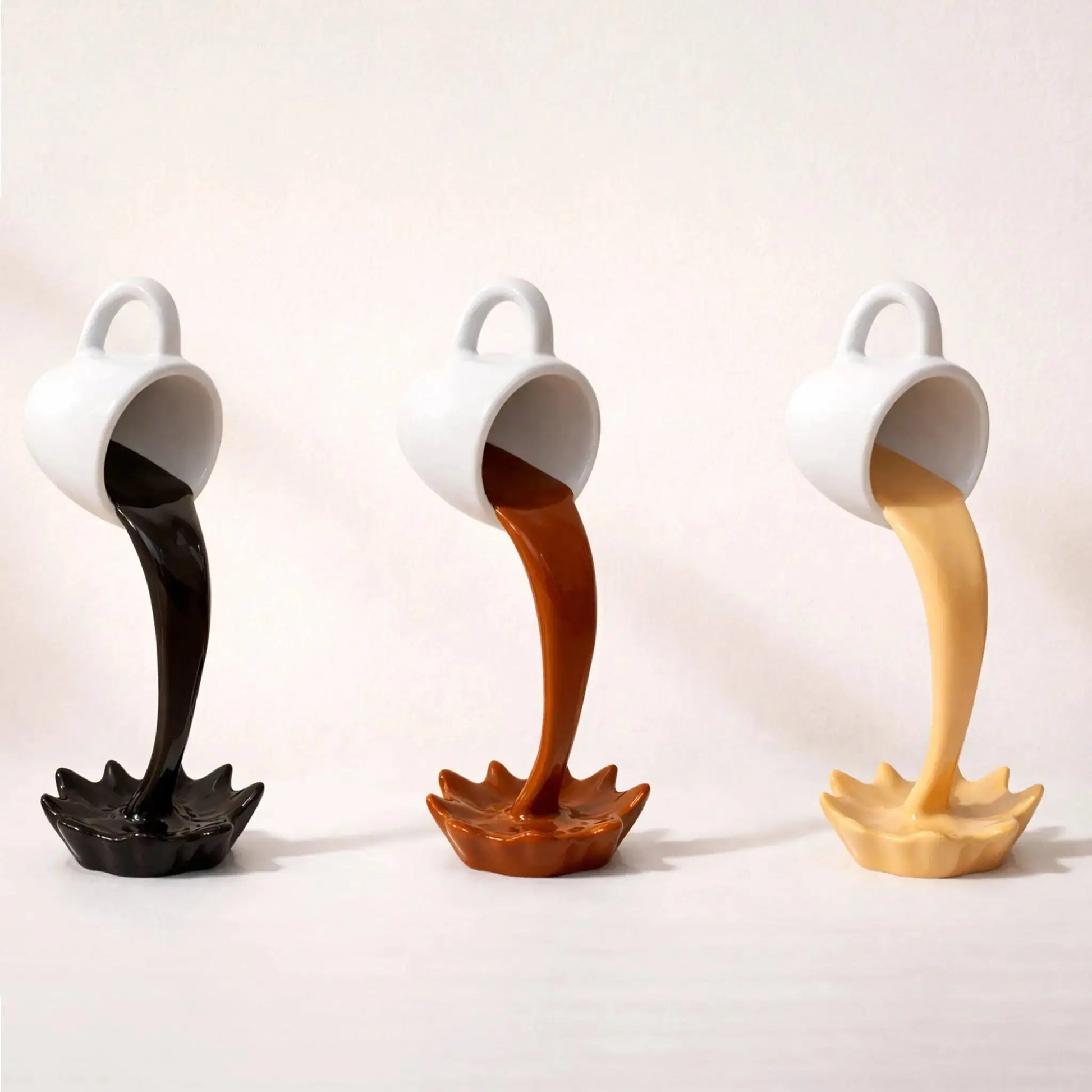 Floating Spilling Coffee Cup Sculpture Decor Julieta