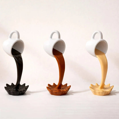 Floating Spilling Coffee Cup Sculpture Decor Julieta