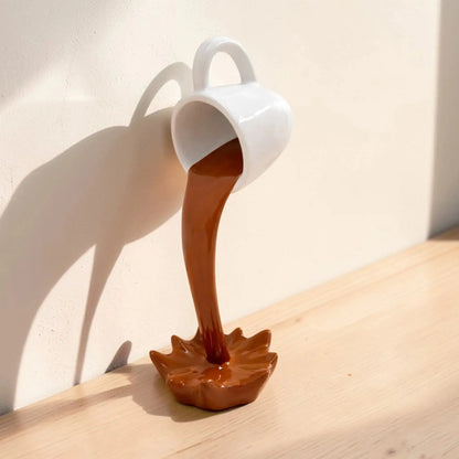 Floating Spilling Coffee Cup Sculpture Decor Julieta