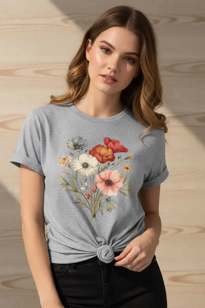 Wildflower Bouquet Grey Tee - Editorial