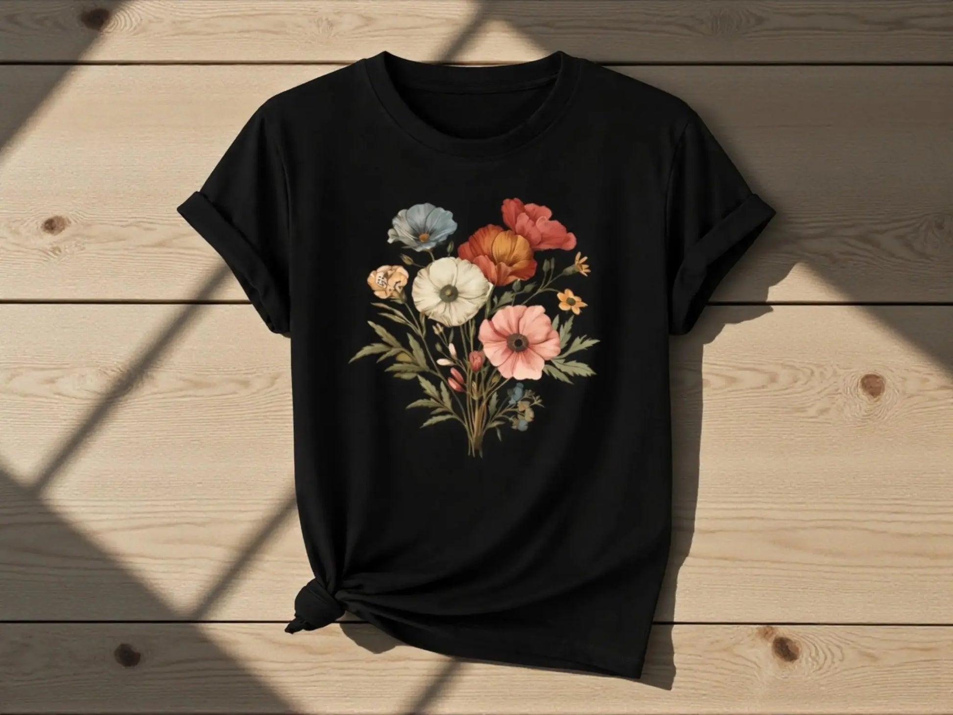 Floral Graphic Tee | Soft Stretch Fabric, Botanical Print JuChachaShop