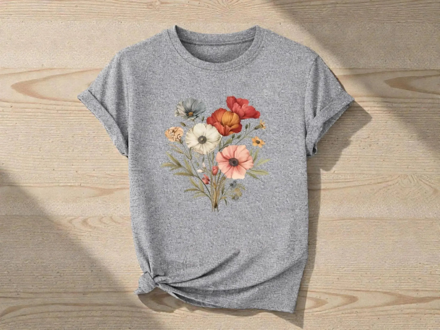 Floral Graphic Tee | Soft Stretch Fabric, Botanical Print JuChachaShop