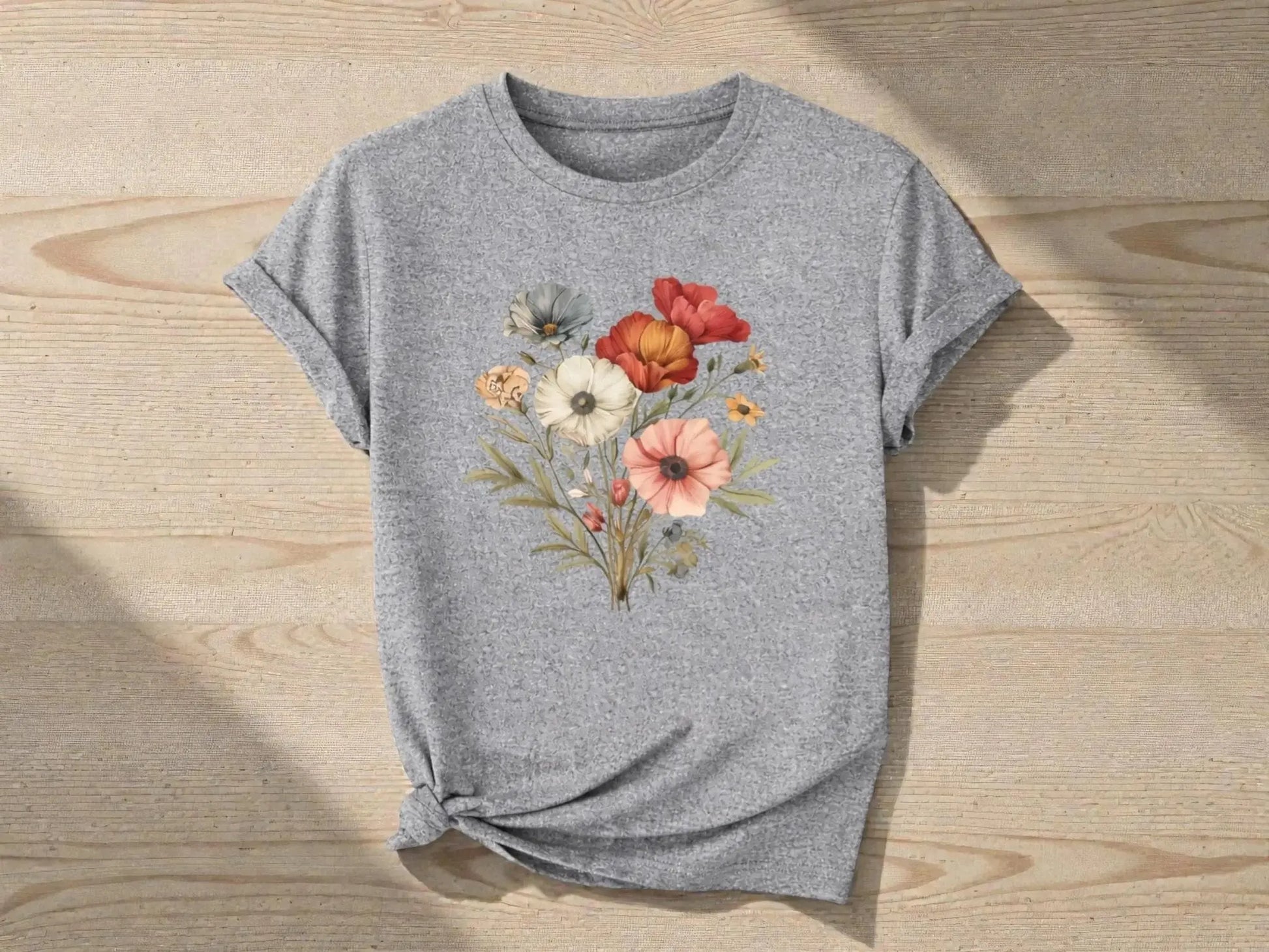 Floral Graphic Tee | Soft Stretch Fabric, Botanical Print JuChachaShop