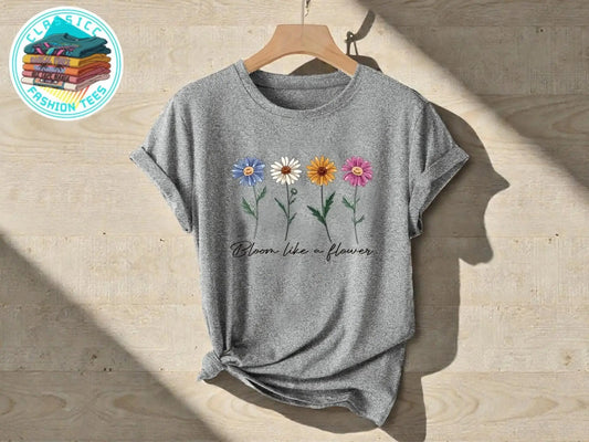 Floral Graphic Tee | Women's Short Sleeve Flower Print T-Shirt JuChachaShop