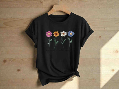 Floral Graphic Tee | Women's Short Sleeve Flower Print T-Shirt