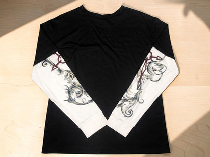 Gothic Layered Long Sleeve T-Shirt | Edgy Graphic Print Tee, Alt Grunge Outfit