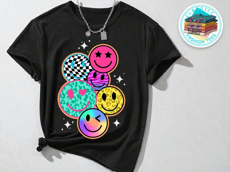 Girls' Smiley Face Graphic Tee | Playful Kids' Shirt JuChachaShop