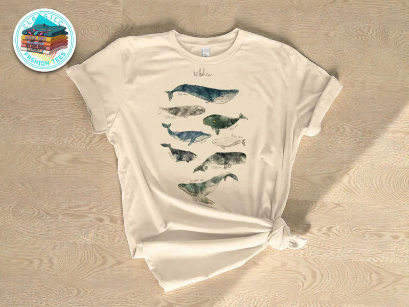 Whale Graphic Tee | Ocean Animal Illustration, Soft Fabric Shirt JuChachaShop