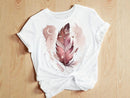 Feather Moon Art Tee | Celestial Print, Relaxed Fit JuChachaShop