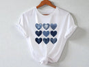 Denim Heart Print Tee | Women's Romantic Graphic Top JuChachaShop