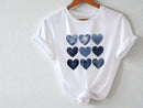 Denim Heart Print Tee | Women's Romantic Graphic Top JuChachaShop