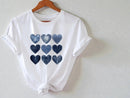 Denim Heart Print Tee | Women's Romantic Graphic Top JuChachaShop