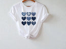 Denim Heart Print Tee | Women's Romantic Graphic Top JuChachaShop
