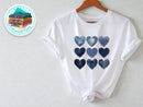 Denim Heart Print Tee | Women's Romantic Graphic Top JuChachaShop
