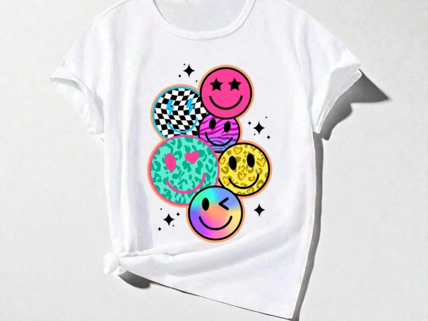 Girls' Smiley Face Graphic Tee | Playful Kids' Shirt