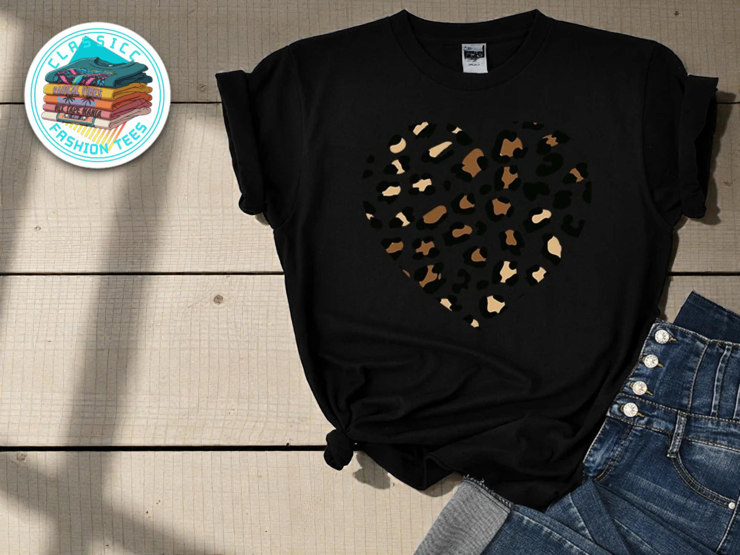 Leopard Heart Graphic Tee | Women's Valentine's Day Shirt
