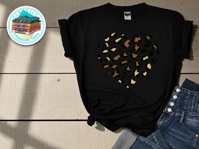 Leopard Heart Graphic Tee | Women's Valentine's Day Shirt JuChachaShop