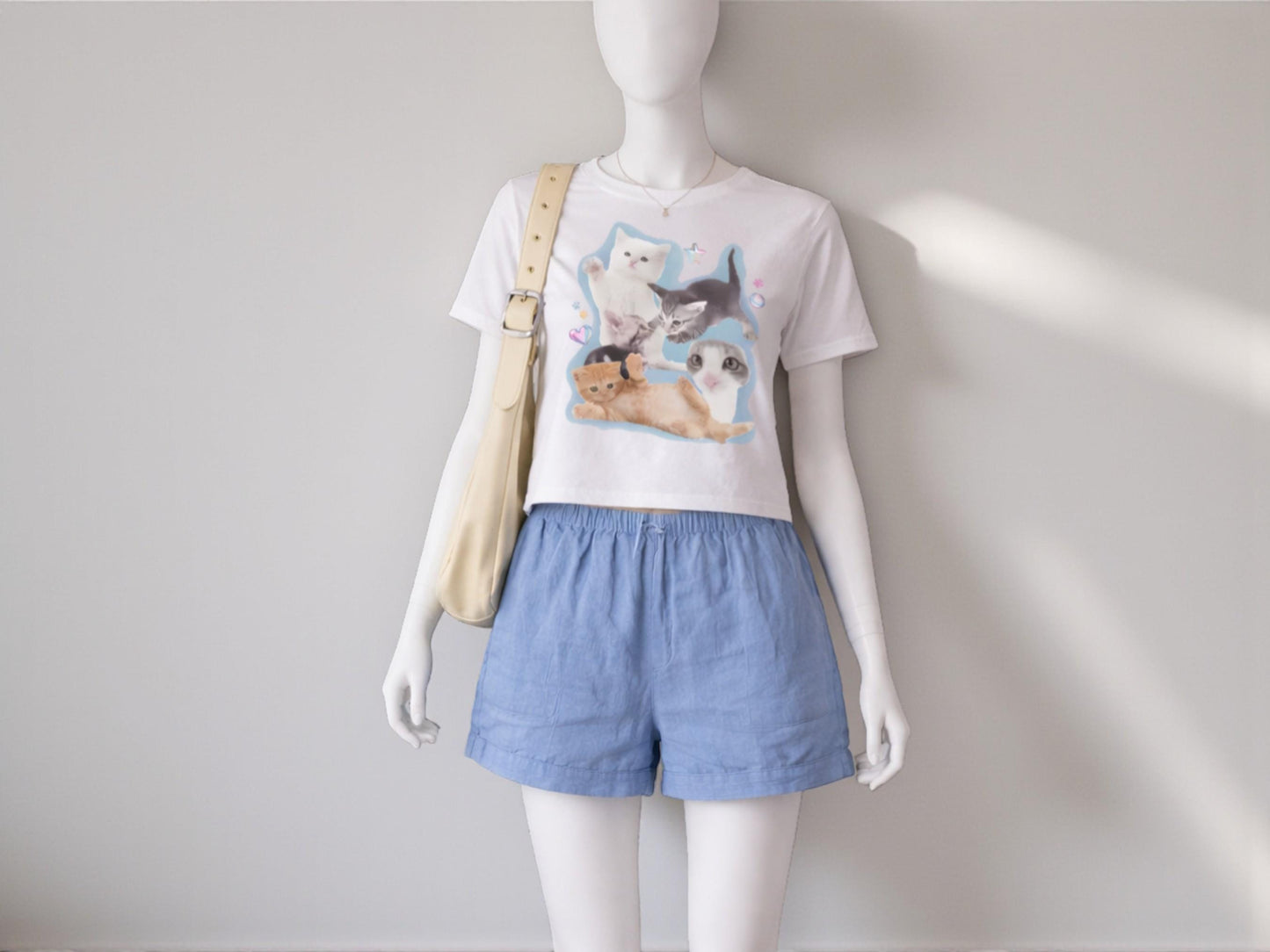Women's Kawaii Kitten Graphic Tee | Pastel Cat Lover Casual Top