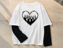 Graphic Heart T-Shirt | Gothic Long Sleeve Streetwear Tee JuChachaShop