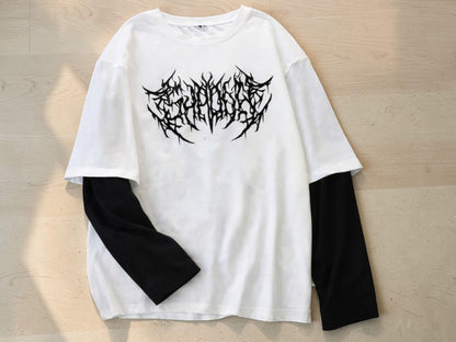 Graphic Heart T-Shirt | Gothic Long Sleeve Streetwear Tee