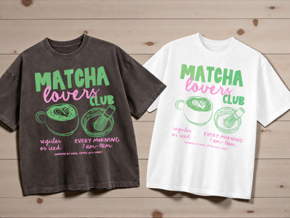 Matcha Lovers Club Graphic Tee | Oversized Cotton Casual Shirt