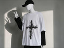 Gothic Thorn Cross T Shirt | Oversized Punk Streetwear Long Sleeve Tee JuChachaShop