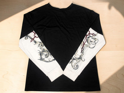 Gothic Layered Long Sleeve T-Shirt | Edgy Graphic Print Tee, Alt Grunge Outfit