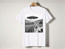 Funny Cat Selfie UFO T-Shirt | Sci Fi Alien Pet Humor Graphic Tee JuChachaShop