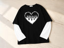 Graphic Heart T-Shirt | Gothic Long Sleeve Streetwear Tee JuChachaShop
