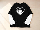 Graphic Heart T-Shirt | Gothic Long Sleeve Streetwear Tee JuChachaShop