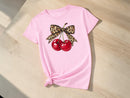 Cherry Graphic T-Shirt | Leopard Bow Print Tee | Sweet Summer Street Style JuChachaShop