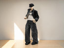 Black Cotton Denim Cargo Jeans | Wide Leg Loose Fit Streetwear Pants JuChachaShop
