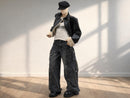 Black Cotton Denim Cargo Jeans | Wide Leg Loose Fit Streetwear Pants JuChachaShop