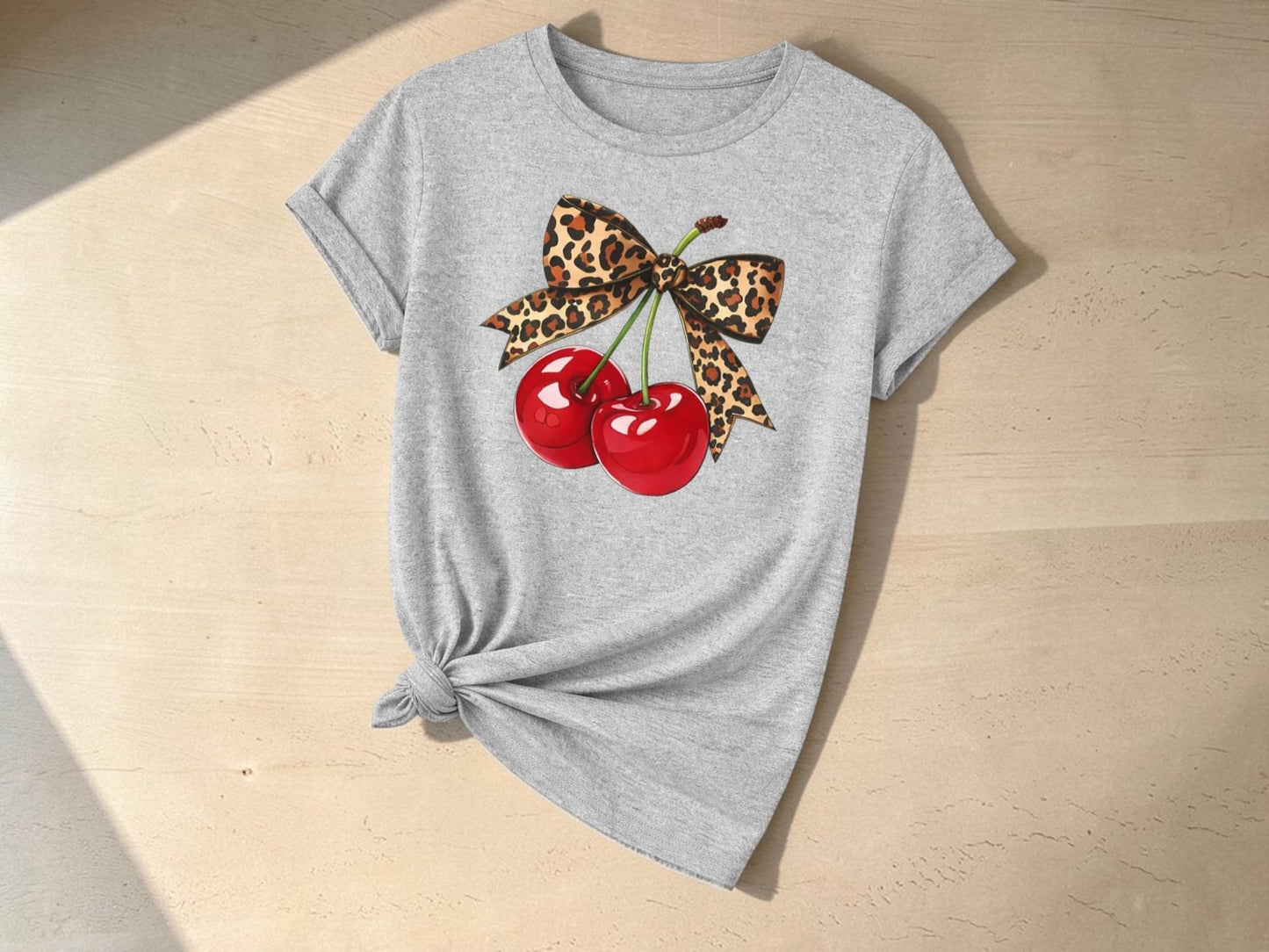 Cherry Graphic T-Shirt | Leopard Bow Print Tee | Sweet Summer Street Style