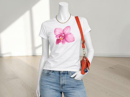 Pink Flower Graphic Crop Tee | Women's Short Sleeve Street Style Shirt
