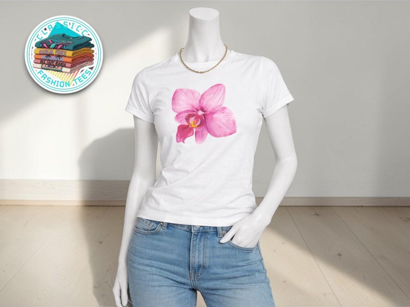 Pink Flower Graphic Crop Tee | Women's Short Sleeve Street Style Shirt JuChachaShop