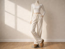 Linen Wide Leg Pants | Elastic Drawstring Waist, Loose Fit Trousers JuChachaShop
