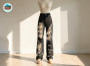 Women's Ripped Wide Leg Jeans | High Waist Black Denim, Loose Fit, Grunge Style JuChachaShop