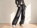 Women's Patchwork Wide Leg Jeans | High Waist Washed Denim Streetwear Baggy Pants JuChachaShop