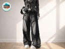Women's Patchwork Wide Leg Jeans | High Waist Washed Denim Streetwear Baggy Pants JuChachaShop