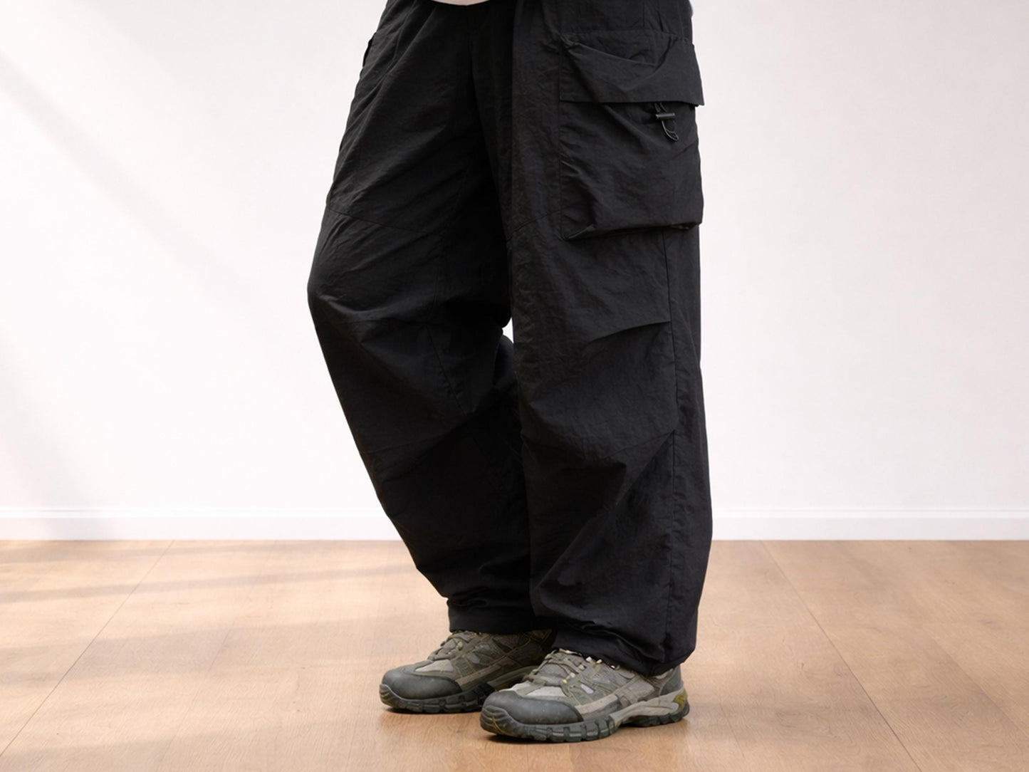 Men's Lightweight Nylon Cargo Pants | Relaxed Wide Leg Hiking Streetwear