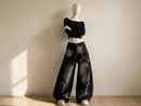 Baggy Star Embroidered Wide Leg Jeans | Loose Fit Denim Streetwear Pants JuChachaShop