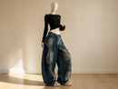 Baggy Star Embroidered Wide Leg Jeans | Loose Fit Denim Streetwear Pants JuChachaShop