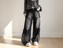 Women's Patchwork Wide Leg Jeans | High Waist Washed Denim Streetwear Baggy Pants JuChachaShop