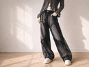 Women's Patchwork Wide Leg Jeans | High Waist Washed Denim Streetwear Baggy Pants JuChachaShop