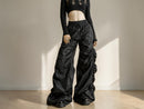 Women's Ruched Wide Leg Pants | High Waist Drawstring Trousers, Relaxed Fit Streetwear JuChachaShop